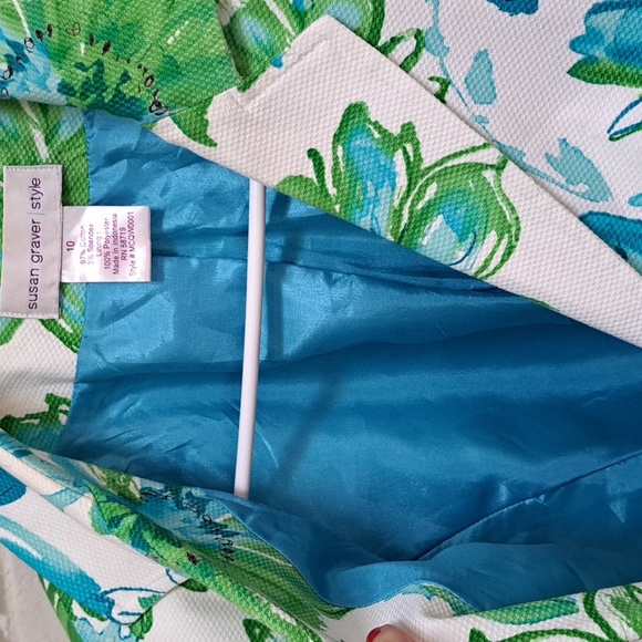 Susan Graver Tropical Vibrant 1 button Lined Jacket. Size 10 - Picture 4 of 11